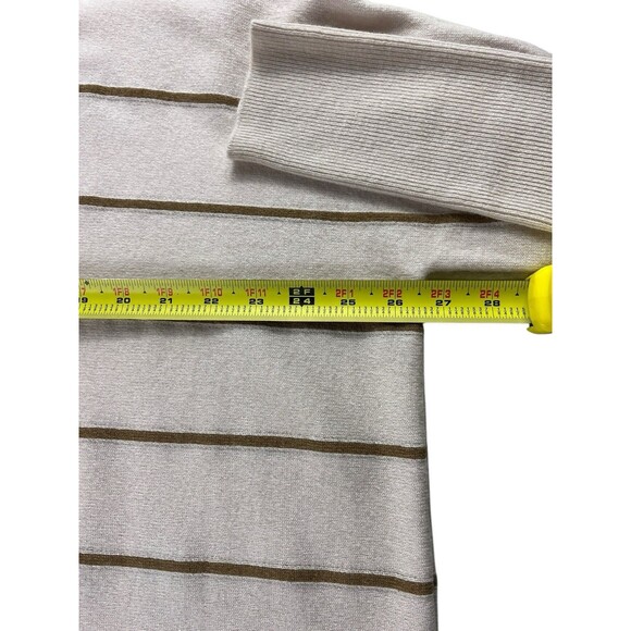 Garnet Hill Turtleneck Sweater Women Striped Wool Cashmere Size Medium Oversized - Picture 8 of 16